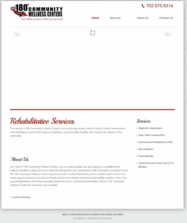 180 CWC homepage before redesign — dated layout with low-contrast text and no clear call to action